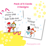 pack of 6 Christmas cards, 2 designs with snowmen for your friends