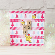 Fun Scrabble Inspired Christmas Card with Kawaii style illustration