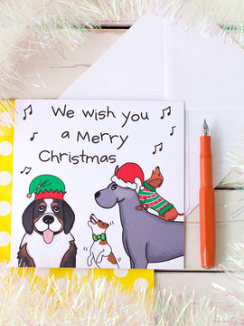 Fun Christmas Card with Dogs Singing We Wish You A Merry Christmas