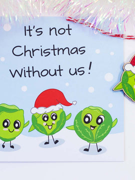 Quirky Festive Sprout Christmas Card with Tree Decoration