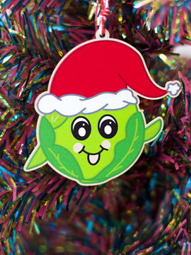 Cute Festive Sprout Wooden Christmas Decoration, Ornament for the Tree.