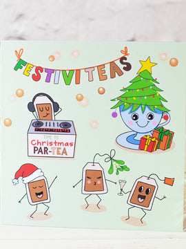 FestiviTEAs Christmas Party. Card for a Tea Lover.