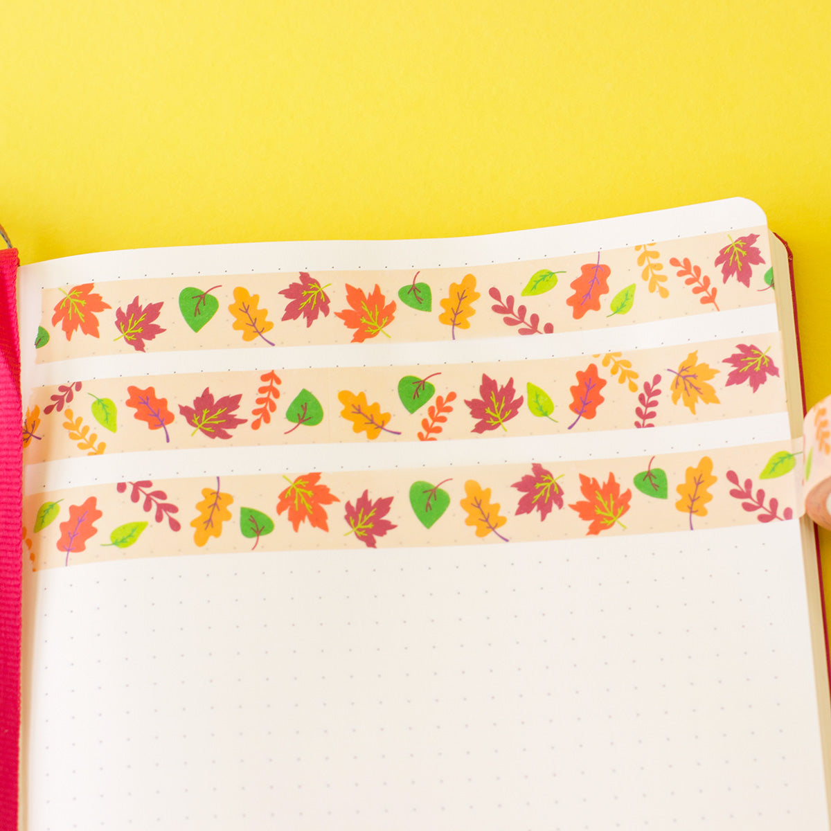 autumn leaves fall design washi tape in a bullet journal. designed by fizzi~jayne
