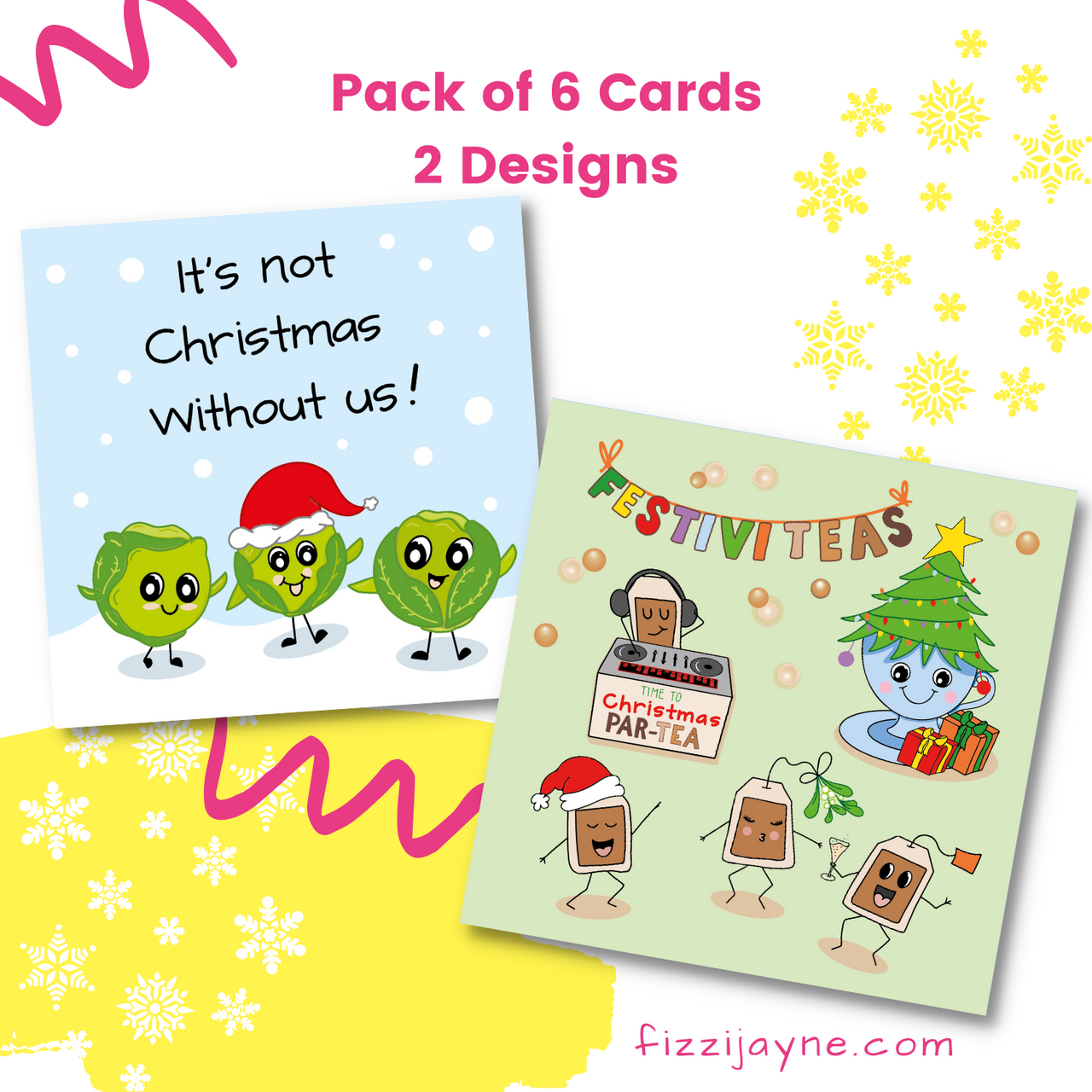 Festive Food Christmas Cards - Pack of 6