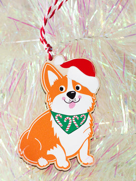 Gingerbread Corgi Wooden Christmas Decoration. Ornament for the Tree