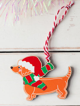 Gingerbread Dachshund Christmas Decoration, Ornament for the Tree.