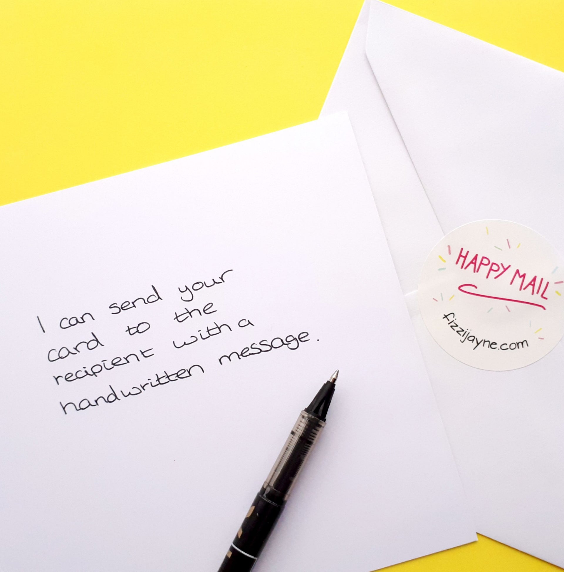 fizzijayne can send a card direct to the recipient with a handwritten message